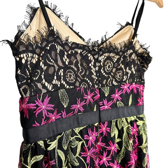 Lulu’s NEW Divine Delight Floral Embroidered Lace Maxi Dress Black Pink Green XS - Picture 6 of 16